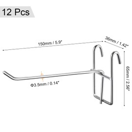 sourcing map Grid Wall Display Hooks Store Garage Storage Wall Organizers 6 Inch Silver, Pack of 12