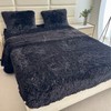 chovy Faux Fur Black Queen Sheet Set with Extra Soft