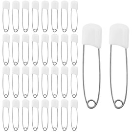 Pack of 55 Nappy Pins, 5.5 cm Safety Pins, Large Nappy Pins with Locking Clasp, Safety Pin Chain, White Safety Pins, Cloth Pin, Safety Pins for Clothing, Crafts, Sewing