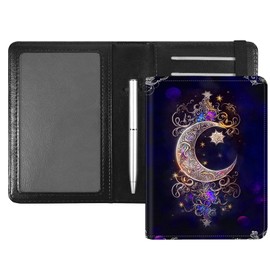 BETIWAD Passport and Vaccine Card Sleeve Combo with CDC Vaccine Card Slot and Credit Card Holder, Travel Document Organizer and RFID Blocking Leather protective Cover-Moon Star Galaxy Floral