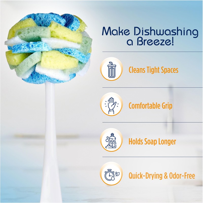Compac Home Dish Wand Plus Cello, Foam & Scour Sponge