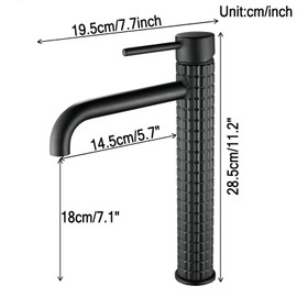 Tall Vessel Sink Faucet Bathroom Faucet Black Single Handle Single Hole Faucet Brass Faucet Bathroom Sink Faucet with Water Supply Hoses