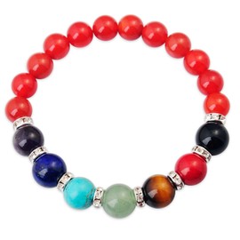 JOYA GIFT Jewelry Carnelian 7 Chakra Yoga Balancing Reiki Healing Bracelet for Women