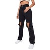 SweatyRocks Women's Casual Loose Ripped Denim Pants Distressed Wide Leg