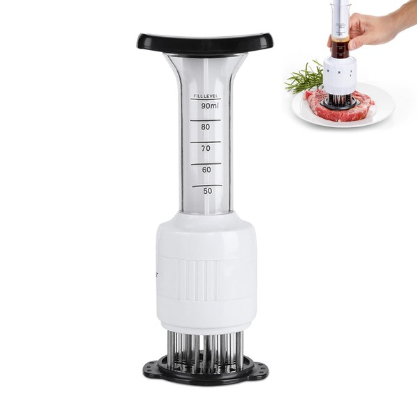 Sauces Injector with Stainless Steel 30 Needles Flavor Marinade Meat Injector Syringe Meat Tenderizer with Marinade Injector Stainless Steel Needles Flavor Marinade Meat Injector Syringe for BBQ Steak