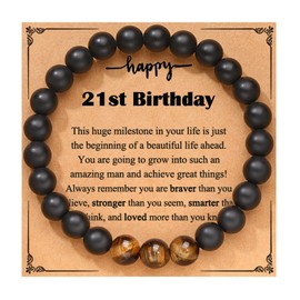 PINKDODO 21st Birthday Gifts for Him Men, Happy Mens 21st Birthday Gifts for 21 Year Old Male Bracelet for Teen Boys
