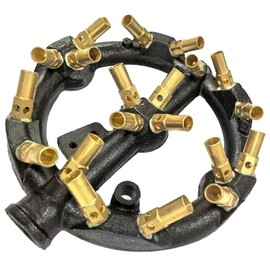 DaYvlen Cast Iron Propane Jet Burner Head with Brass Flame Tips for Outdoor Camping Turkey Frying (Propane Burner with 20 Tips)