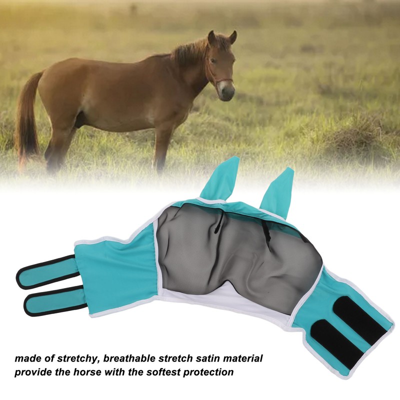 Mesh Horse Fly Mask Elastic UV Protection Detachable Breathable Horse