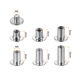 sourcing map 90 Sets Chicago Screw Rivets Metal Phillips Head Binding Screws Post Nail Rivet Stud Screw for DIY Leather Belt Bag Craft Bookbinding, 6 Sizes, Silver Tone