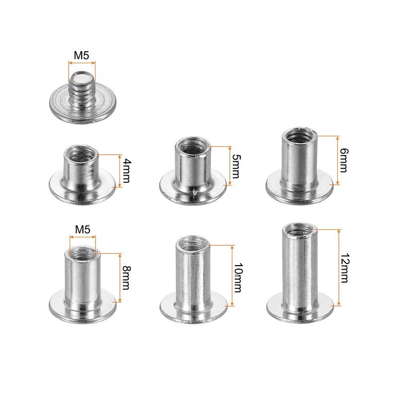 sourcing map 90 Sets Chicago Screw Rivets Metal Phillips Head