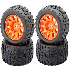 Powerhobby Raptor XL Belted Tires/Viper Wheels (4) Arrma Kraton/Outcast 8S (Orange)