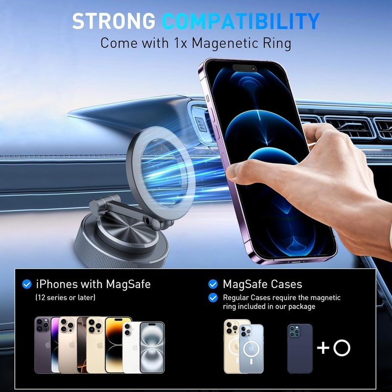 OPVICAM Car Phone Holder for Magsafe [Strongest Suction & Magnetic]
