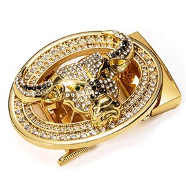 Barry.Wang Mens Ratchet Belt Christmas gift Designer Buckle with Colorful Genuine Leather Belt Replaceable,Trim to Fit, P Diamond Tauren, 51.2''(130CM) Long,Size Adjustable