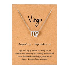 Silver Star Sign Pendant Chain Bracelet - Virgo (23rd August - 22nd September) - Zodiac Constellation Horoscope Celestial Astrology Jewellery - Women Men Gift