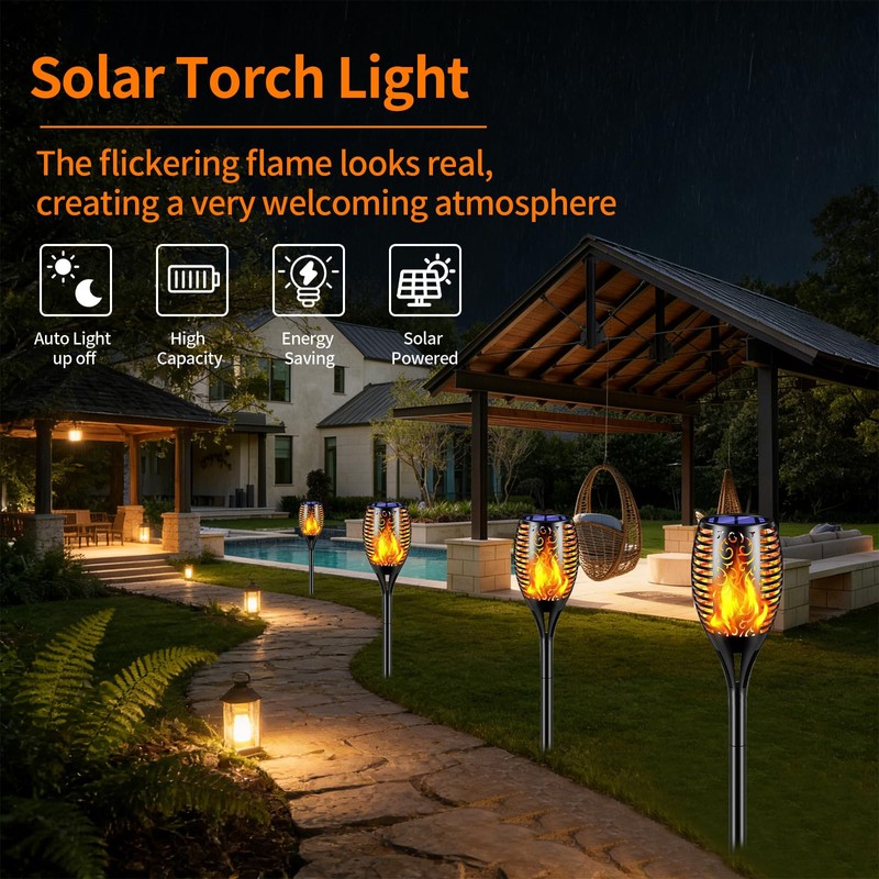 Aigleya Solar Lights Outdoor Flickering Flame Solar Torch Lights Waterproof