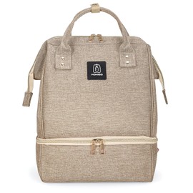 MOMIGO Breast Pump Backpack - Cooler and Moistureproof Bag Double Layer for Mother Outdoor Working Backpack with USB Charging Port, Large (Khaki)