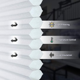 SUNFREE Cellular Shades Cordless Honeycomb Blinds Light Filtering Door Window Shades for Home and Office 46 x 48 inch White