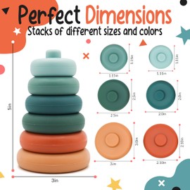 PANDAPLAY Stacking Toys, Teething Toys, Silicone Soft Building Blocks, Promote Developmental Skills, Early Education for Babies and Toddler 6months+