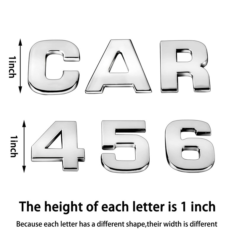 Lamoutor 43Pcs Car Emblem Letters Sticker DIY 3D Chrome Number