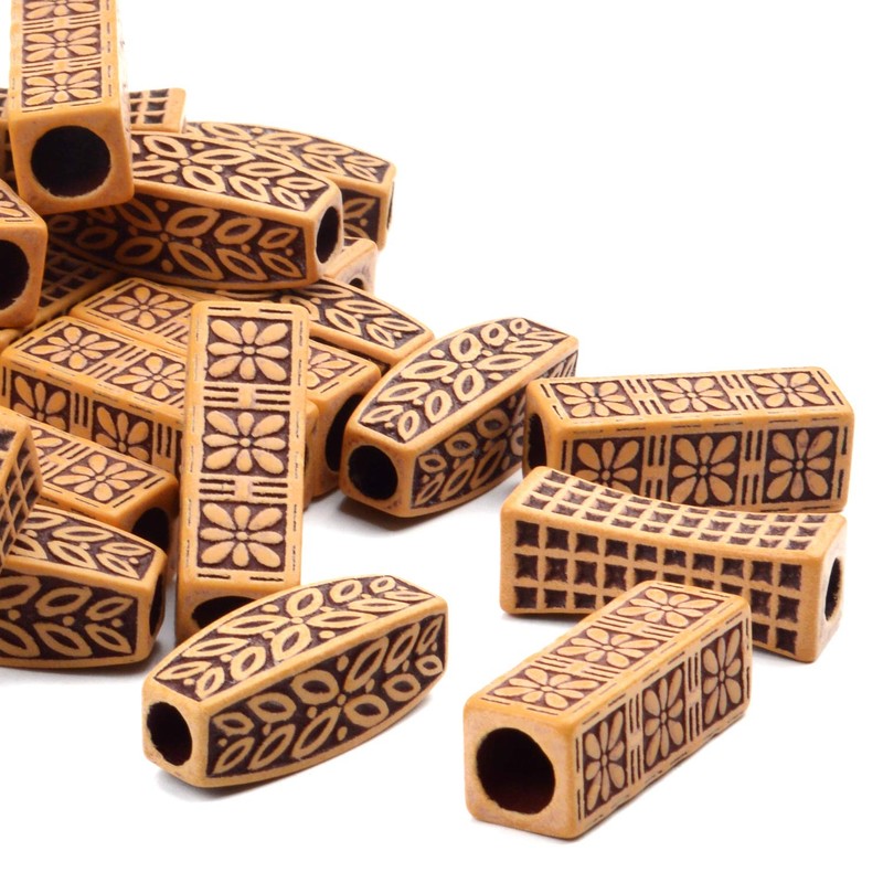 Hair Beads for Dreadlocks, 60pcs Imitation Wooden Hair Beads Braids