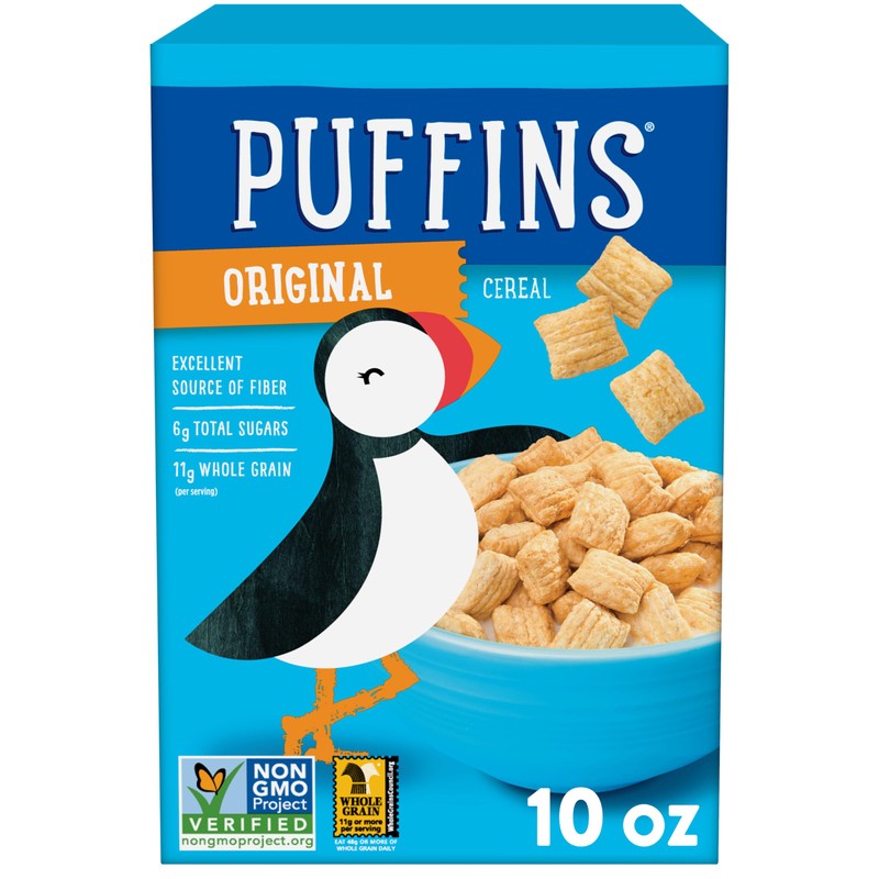 Barbara's Original Puffins Cereal, Puffed Kids Cereal with Corn and