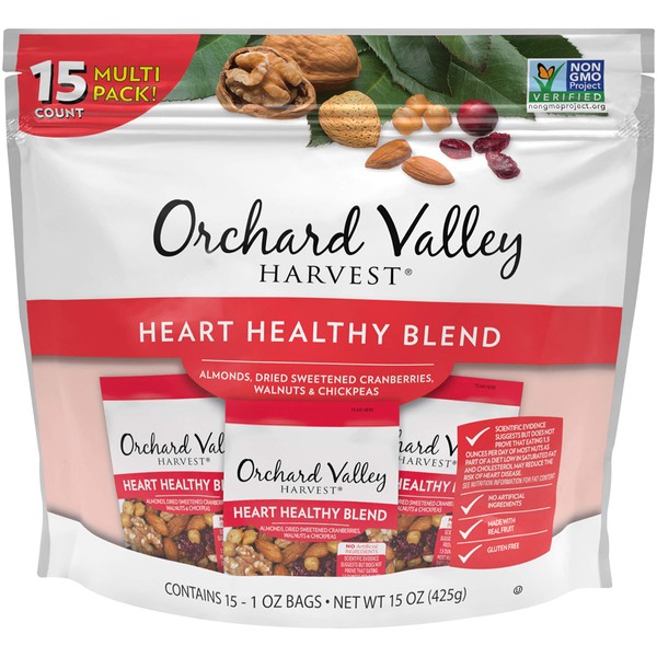 ORCHARD VALLEY HARVEST Heart Healthy Blend, 1 oz (Pack of 15), Non-GMO, No Artificial Ingredients
