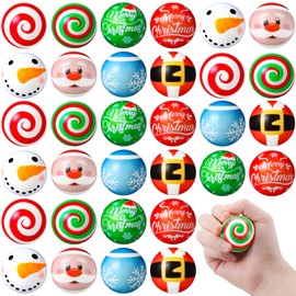Suhine 72 Pcs Christmas Stress Ball 1.8 Inch Bulk Stress Ball Mini Christmas Squeeze Toys Relief Funny Stress Balls for Party Favors Stocking Stuffers Gifts Goodie Bag Fillers (Cute Style)