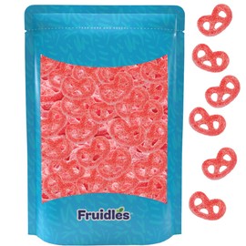 Fruidles Raspberry Jelly Pretzels Gummies, Sweet And Berry Flavor Topped With A Wonderful Dusting Of Cane Sugar, Party Favor, Non-GMO (1 Pound)