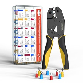 Crimping Pliers Cable Lugs Set, FortCeremy Cable Lug Pliers Insulated Crimping Pliers Set with 350 Terminals, Electrical Connectors Crimp Connector 0.5-6 mm² for Electrical Cable Lugs, Crimping Pliers