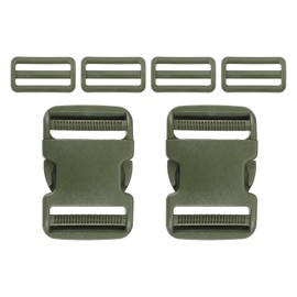 PATIKIL 2" Quick Release Buckle, 2 Pack Plastic Quick Side Release Clips with 4 Pack Tri-Glide Slide for Strap, Webbing, Belt, Crafting, Green