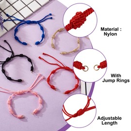 Craftdady 10Pcs Adjustable Nylon Braided Cord Bracelets Unfinished Knotting Bracelet Ropes with Open Jump Rings for Wrist Anklet Jewelry Making