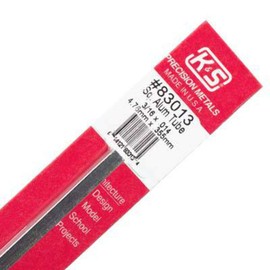K & S 83013 Square Aluminum Tube, 3/16" OD x 0.014" Wall x 12" Long, 1 Piece, Made in The USA