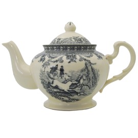 Madison Bay Co. 9-1/4" Equestrian Transferware Porcelain Teapot - Antique Reproduction
