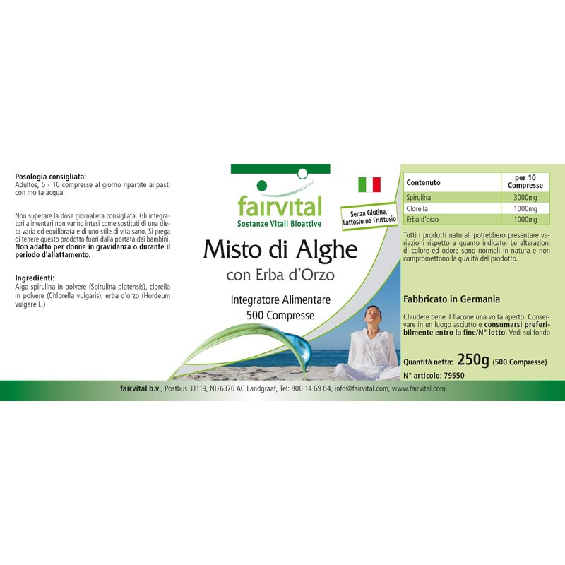 Fairvital Algae Mix with Barley Grass – Vegan – 500
