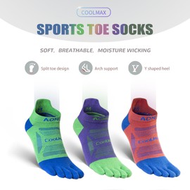OrrinSports Toe Socks Coolmax Running Socks for Men Women 3 Pairs Athletic Breathable Five Finger Socks