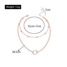 Aluinn Round Layered Necklace Gold Pendant Necklace Dainty Choker Necklace Chain for Women
