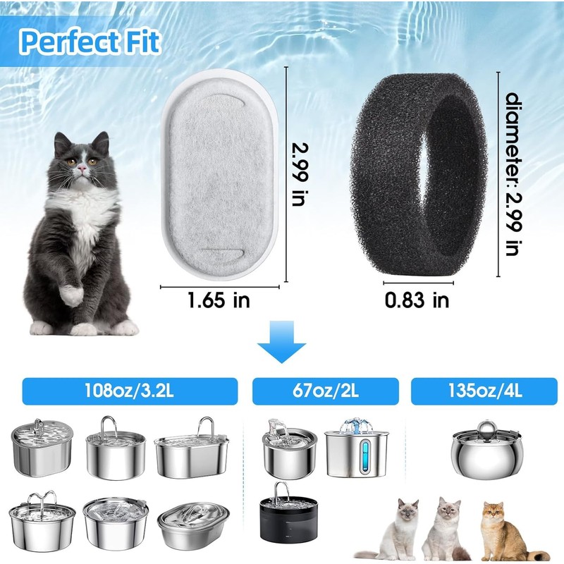 LGSFTBFS 24 Pack Cat Water Fountain Filters Replacement Filters for
