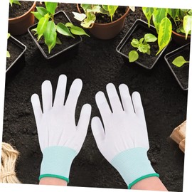 Ciieeo 10pairs Pu Coated Nylon Work Gloves Thin Labor Protective Gloves for Gardening Auto Repair and Construction Comfortable Wear-resistant Green Wrist