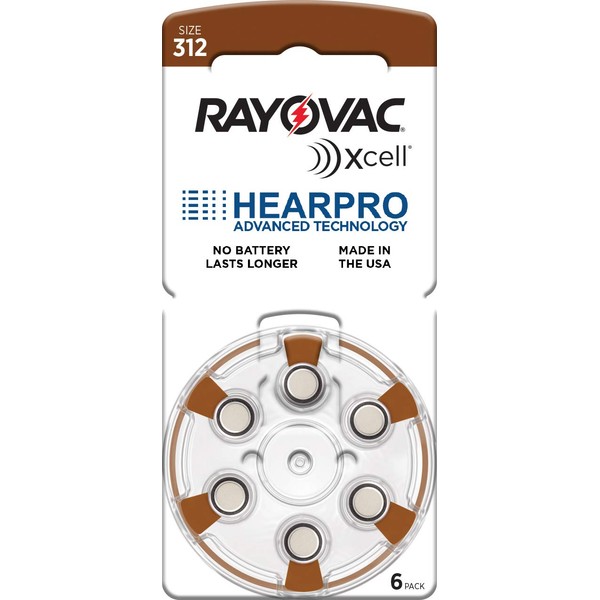 Rayovac Long-Lasting Size 312 Hearing Aid Batteries 60 Pack by HEARPRO - Mercury-Free - Zinc Air Technology - Made in USA - Plus RAYOVAC Keychain Battery Case