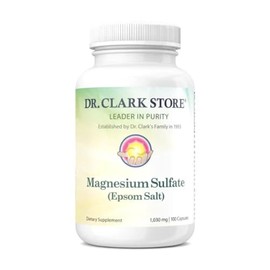 Dr Clark Store Sulfato de magnesio USP (sal de Epsom) 1030 mg, 100 cápsulas de gelatina para apoyo digestivo diario, alivio ocasional del estreñimient