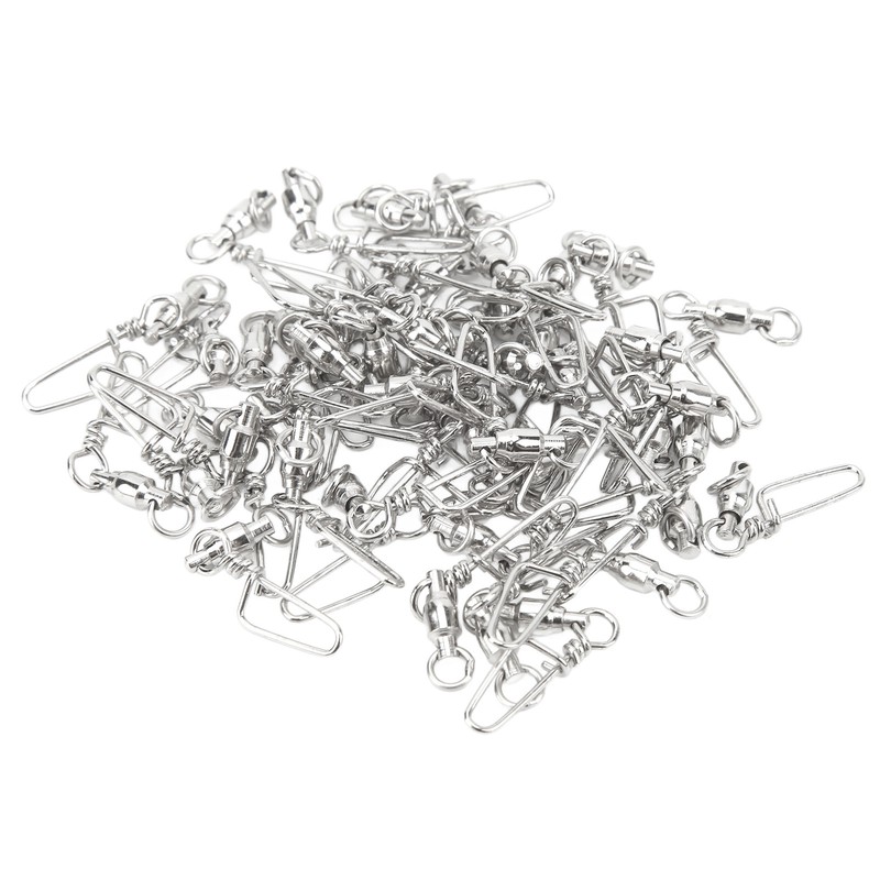 50Pcs High Strength Fishing Snap Swivels Stainless Steel B Type