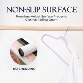 HOUSE DAY Purple Velvet Hangers 60 Pack, Premium Clothes Hangers Non-Slip Felt Hangers, Sturdy Purple Hangers Heavy Duty Coat Hangers, Durable Suit Hangers, Space Saving No Hanger Marks 360 Rotating