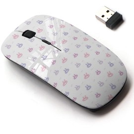 2.4G Wireless Mouse with Cute Pattern Design for All Laptops and Desktops with Nano Receiver - Cartoon Bunny face