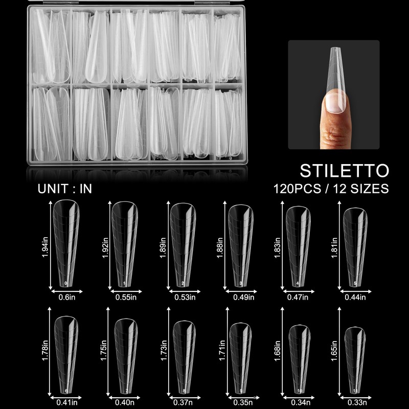 C12rtive 140 Pieces Dual Nail Shapes, Inverted Extension, Poly Nail