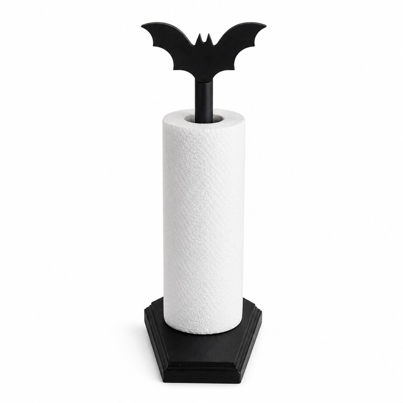 Gothic Bat Paper Towel Holder for Kitchen – Wooden Halloween