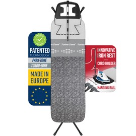 Bartnelli Heavy Duty Ironing Board 48x15 | Designed & Made in Europe with Patent Technology, Turbo & Park Zone