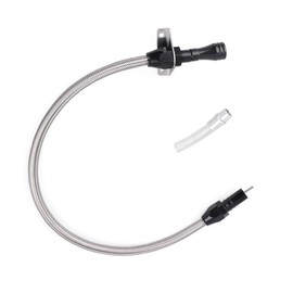 Firewall Mounted Trans Flexable Dipstick with Stainless Steel Braided Housing Compatible for GM Chevy 4L80E / 700R4 / 4L60E Transmissions, with Funnel Adapter Tube, Black