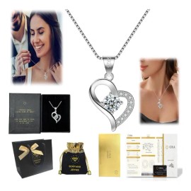 Collar Corazon Plata Regalo Pareja Novia Aniversario Mujer