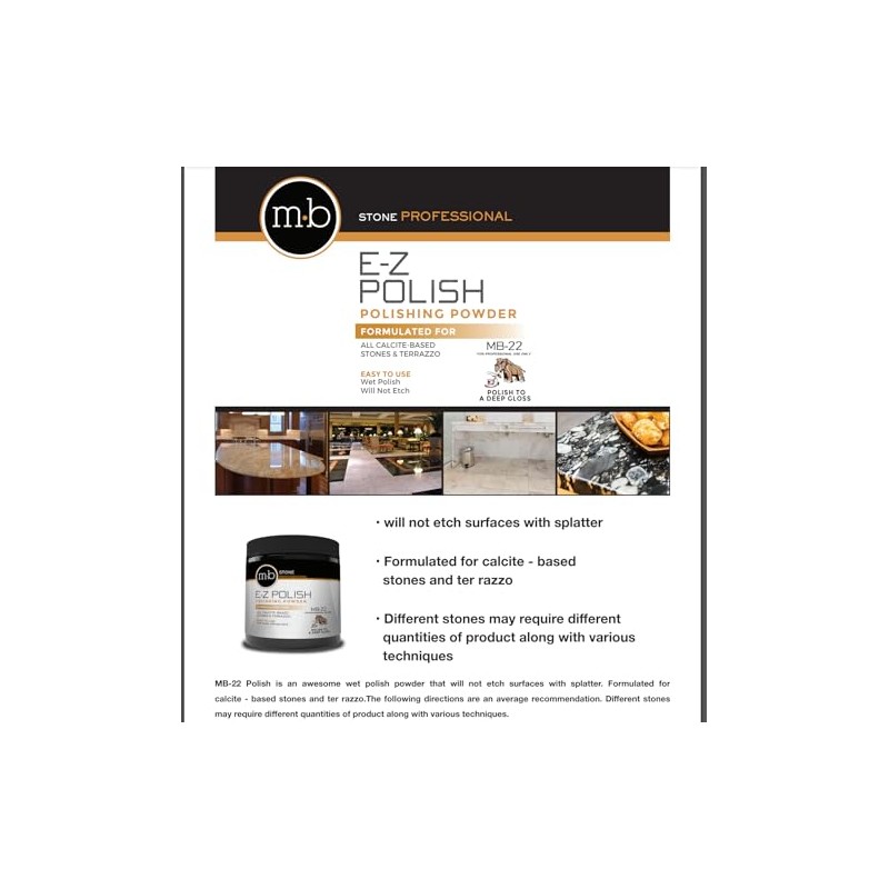 Stone Professional E-Z Polish Polishing Powder, 1 LB, for Calcite-Based