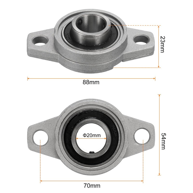 sourcing map 4pcs KFL004 Flanged Pillow Block Bearings 20mm Bore,